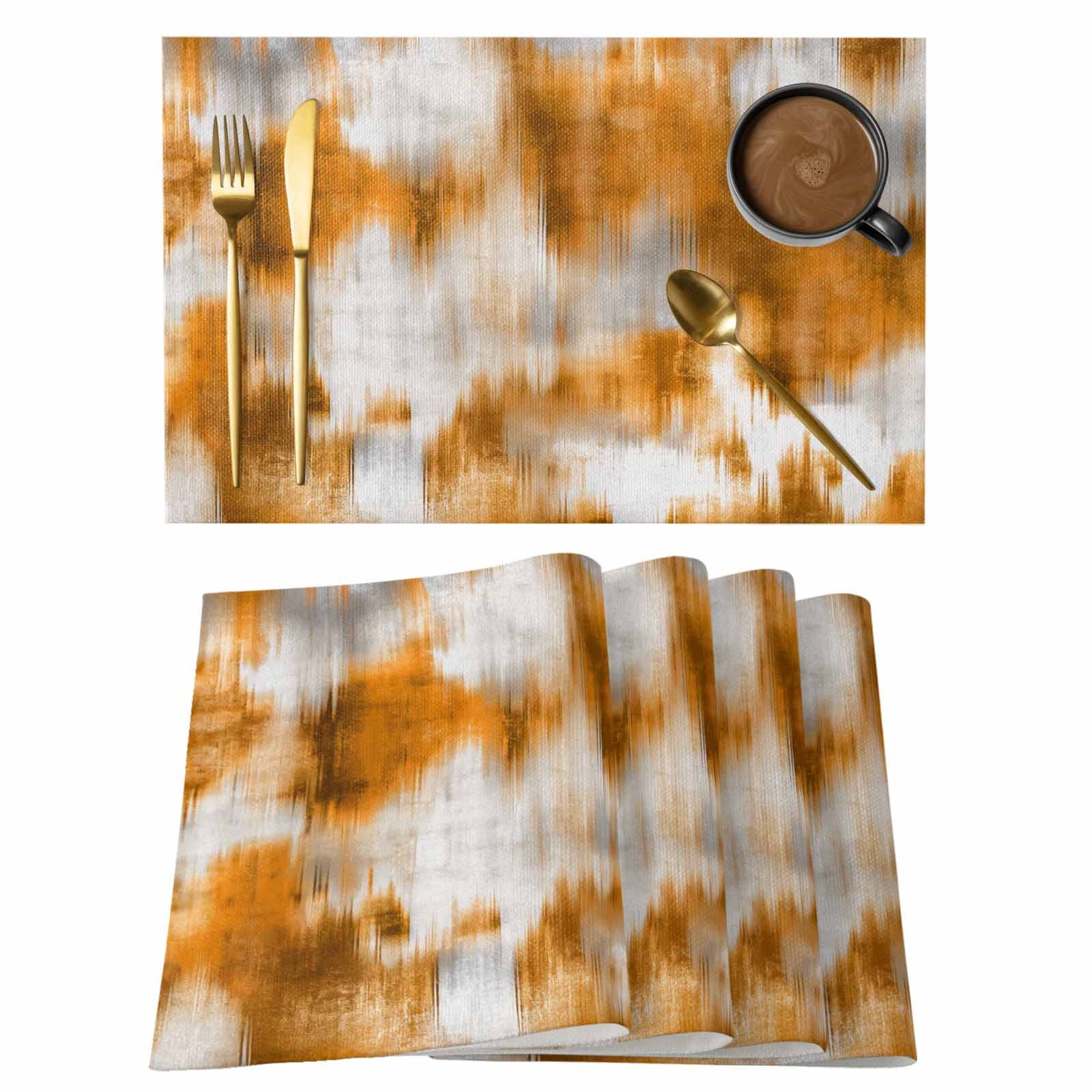Abstract Art Gray Orange Placemats Set of 12 Gradient Retro Modern ...