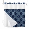 thumbnail image 1 of Abstract Art No Hook Shower Curtain with Snap in Liner Vintage Flowers Plants Lines Dark Blue Plaid Geometric Waterproof Bathroom Shower Curtain with See Through Top Window for Bathtub 72" x 78", 1 of 9