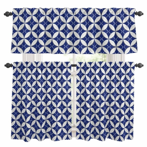 Abstract Art Kitchen Curtains Valance and Tier Set Geometric Medieval ...