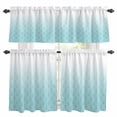 thumbnail image 1 of Abstract Art Kitchen Curtains Valances and Tiers Set of 3 Classic Blue Line Gradient Texture Tier Curtains and Valance with Rod Pocket for Small Windows, 27.5"x36", 1 of 9
