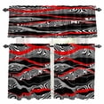 thumbnail image 1 of Abstract Art Kitchen Curtains Valances and Tiers Set of 3 Red Black Gray Lines Psychedelic Gradient Tier Curtains and Valance with Rod Pocket for Small Windows, 27.5"x36", 1 of 9