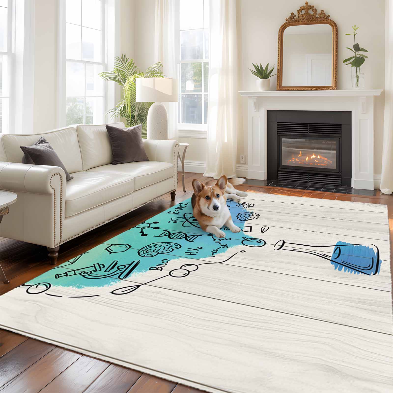 Abstract Art Large Area Rugs 6x9 ft Chemistry Wood Grain Cartoon School ...