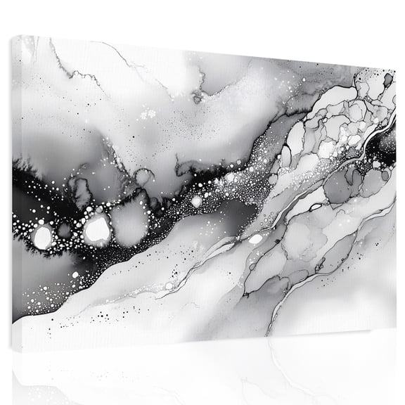 Abstract Art Marble Texture Canvas Print Wall Art, Black Grey Gradient Modern Art Wall Decor Modern Artwork Paintings Pictures for Living Room Framed and Stretched Ready to Hang, 20" x 24"