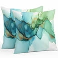 thumbnail image 1 of Abstract Art Marble Texture Outdoor Pillow Covers Pack of 2 Teal Green Gold Gradient Modern Art Waterproof Throw Pillow Covers Decorative Cushion Cases for Patio Garden Tent Balcony Couch 16x16 inch, 1 of 8