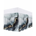 thumbnail image 1 of Abstract Art Marble Texture Ruffle Bed Skirt California King Size Black Grey Gold Gradient Modern Art Adjustable Elastic Dust Bed Skirts Wrap Around Bedskirt Wrinkle Free Easy Fit with 16 Inch Drop, 1 of 8