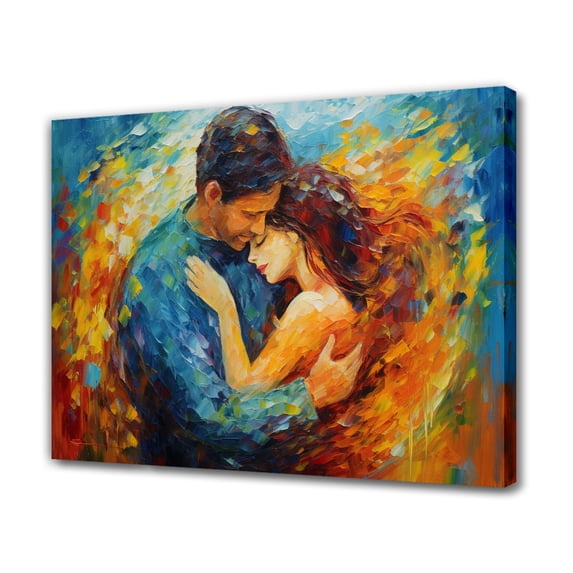 Abstract Art Modern Decorative Painting A Couple Hugging Together Framed Canvas Poster Bedroom Decor Sports Landscape Office Room Decor Gift,Frame-style,12x18inch(30x45cm)