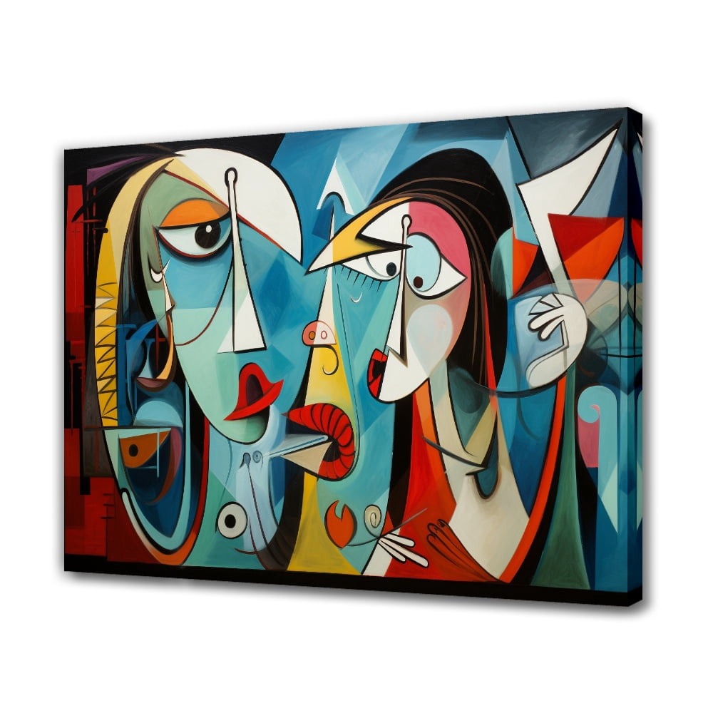 Abstract Art Modern Decorative Painting Cubist Portrait Framed Canvas ...