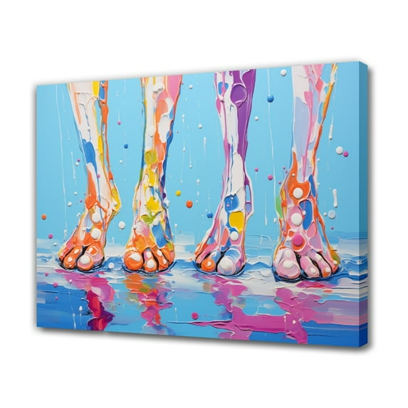 Abstract Art Modern Decorative Painting Feet Framed Canvas Poster Bedroom Decor Sports Landscape Office Room Decor Gift,Frame-style,16x24inch(40x60cm)