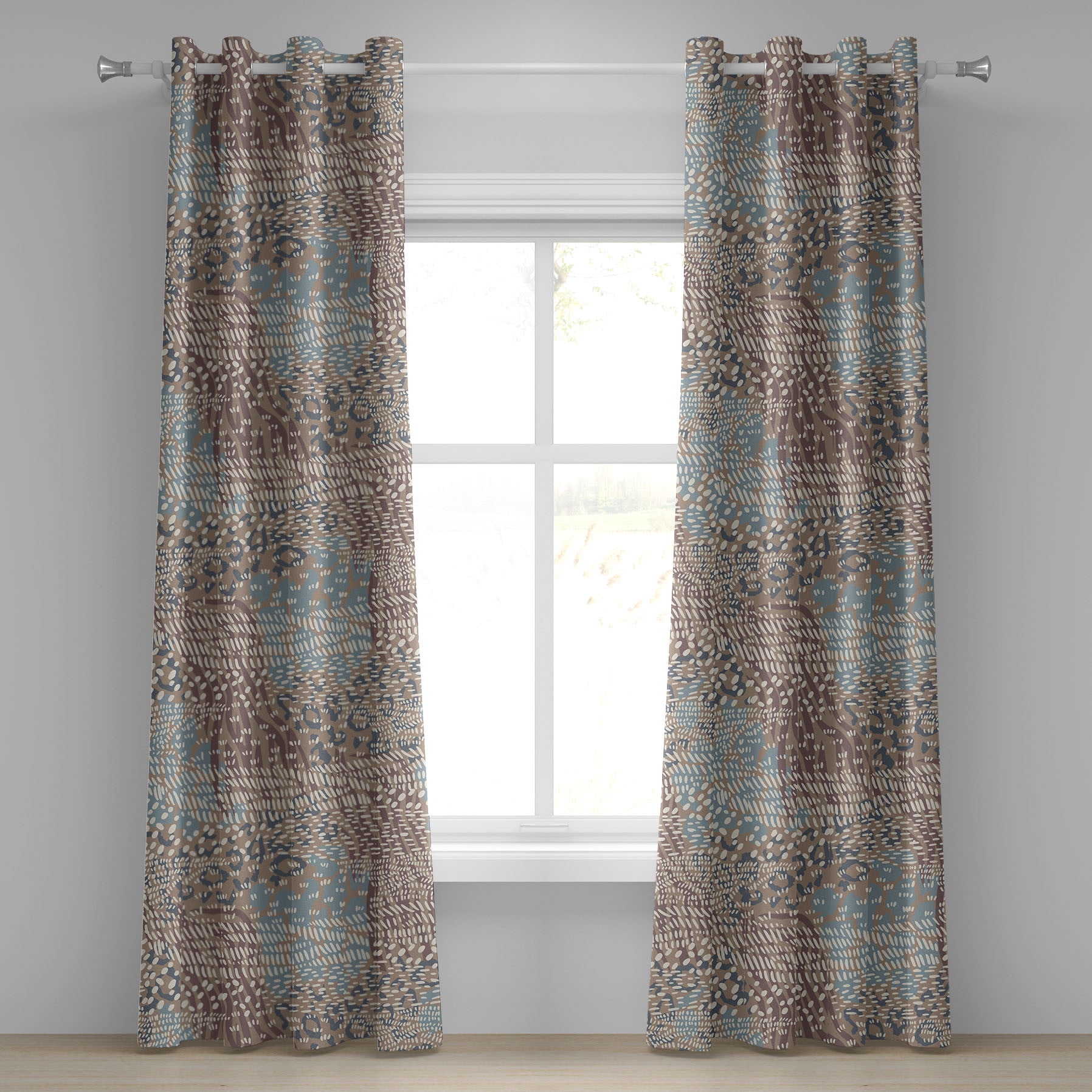 Abstract Art Modern Grommet Curtain, Contemporary Boho Spots and Tribal