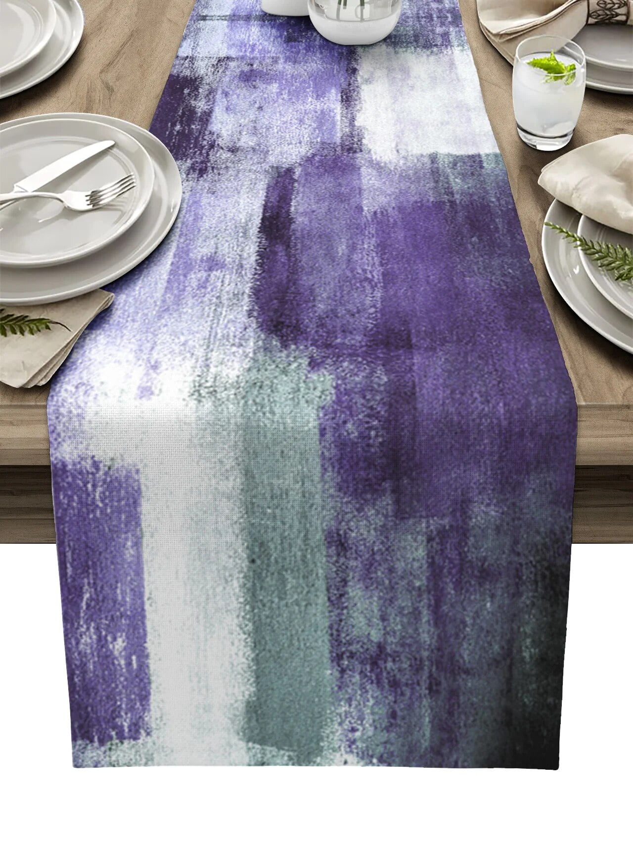 Abstract Art Oil Painting Dining Table Runner Home Decor Anti-stain ...