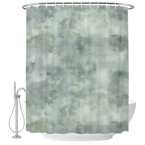 Abstract Art Oil Painting Fabric Shower Curtain Gray Green Washable Shower Curtains for Bathroom, Waterproof Bath Curtain with Hooks Home Decor 72x72in