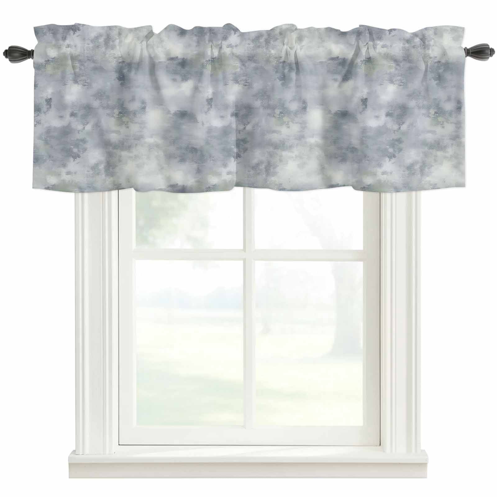 Abstract Art Oil Painting Window Valance Curtain Retro Gray Rod Pocket ...