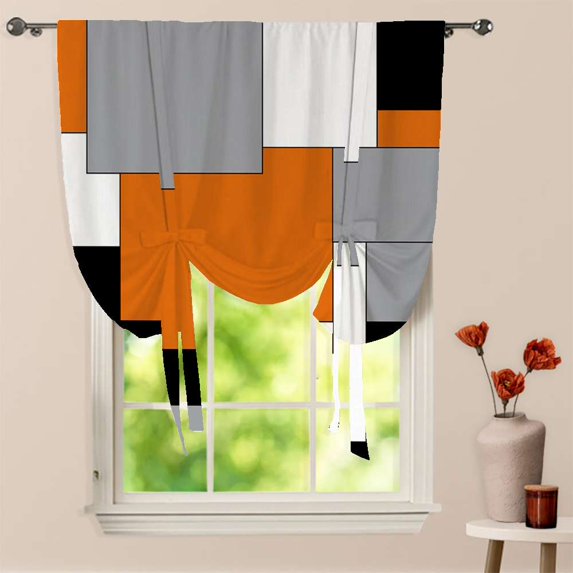 Splices Drapery Abstract Art Orange Black Gray Splice Window Curtain for Living Room ...