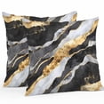 thumbnail image 1 of Abstract Art Outdoor Pillow Covers Pack of 2 Black Gold Gradient Marbling Water Ripple Waterproof Throw Pillow Covers Decorative Cushion Cases for Patio Garden Tent Balcony Couch 16x16 inch, 1 of 8