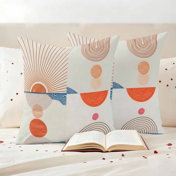 Abstract Art Outdoor Throw Pillow Covers Set of 2, Sunset Orange Blue ...