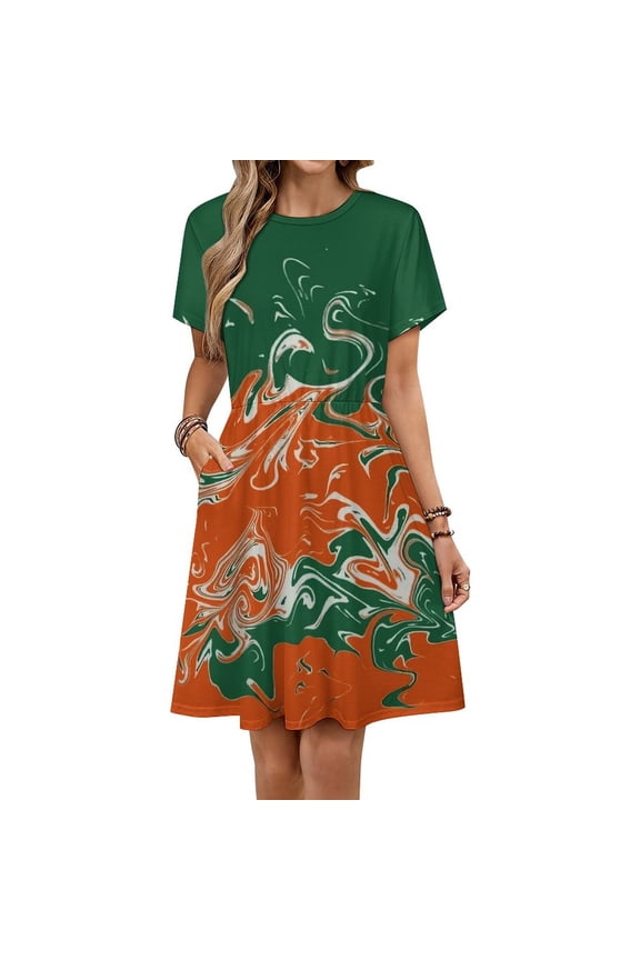 Abstract Art Painting Background Texture Women's Dress Short Sleeve Summer Sundress Summer Women Clothes