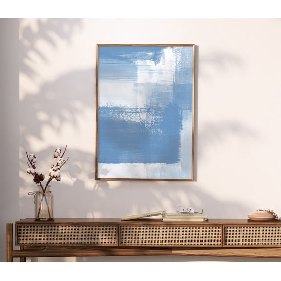 Abstract Art Pastel Blue Brush Strokes, Zen Wall Art Abstract Art, Pastel Wall Decor Contemporary Wall Art Home Decor #4095, Unframed Poster Size 16x24