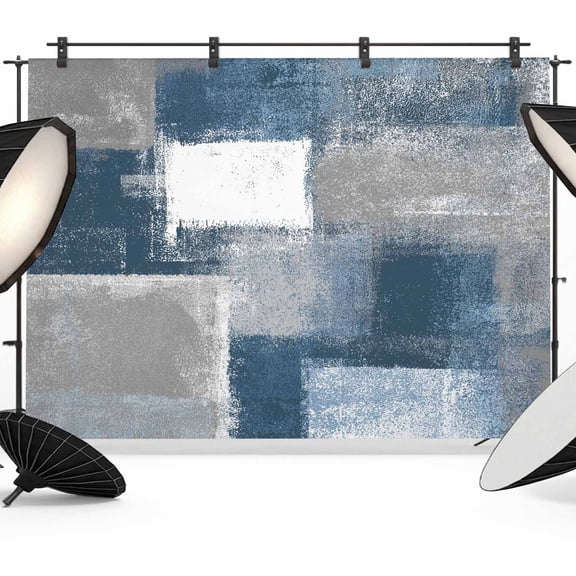 Abstract Art Photography Backdrop 7x5FT, Navy Grey Smear Texture Graffiti Geometric Photo Backdrops, Background for Photography Studio Photo Studio Background, Back Drop for Photoshoot