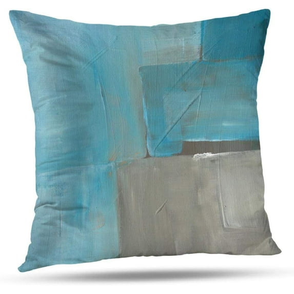 Abstract Art Pillow Cover, Blue Ocean Watercolor Rustic Grunge Square Watercolour Old Decorative Throw Pillows Cushion Cover for Bedroom Sofa Living Room 16 x 16 Inch