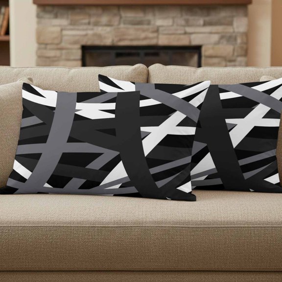 Abstract Art Pillow Covers Set of 2, White Black Gray Line Modern Simple 12x20 Inch Decorative Throw Pillow Covers Soft Pillowcases with Zipper for Couch Sofa Bed Chair