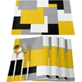 thumbnail image 1 of Abstract Art Placemats Set of 6,Non Slip Washable Farmhouse Table Mats Set, Black and Yellow Table Placemats for Kitchen Dining Table,Wedding Holiday Party Decoration, 1 of 6