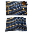 thumbnail image 1 of Abstract Art Placemats Set of 6 Retro Blue Gold Marble Texture Heat Insulation Washable Place Mats, Rustic Non-Slip Table Mats for Dining Table Party Kitchen Decor,13x19 Inch, 1 of 4