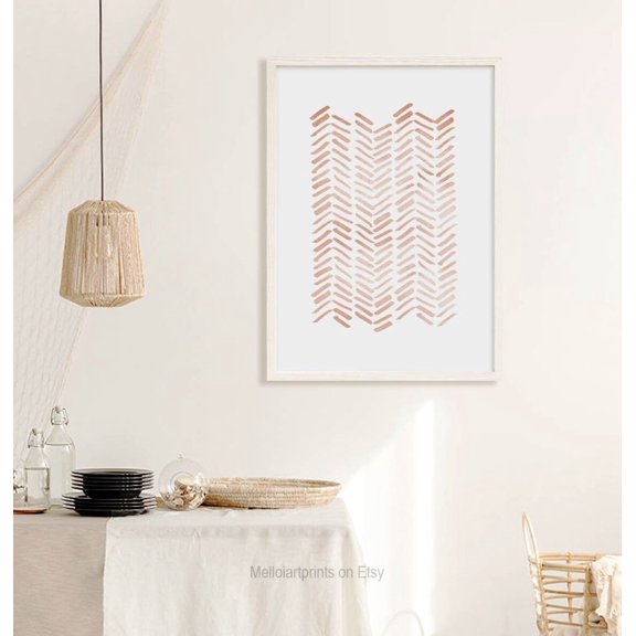 Abstract Art Poster Minimalist Herringbone Wall Decor, 24x36 UNFRAMED