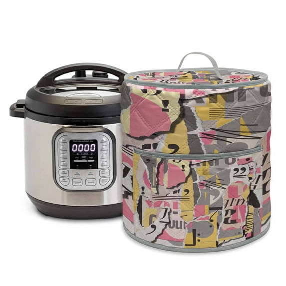 Abstract Art Rice Cooker Cover 6 Quart Pink and Yellow Collage Art Torn ...