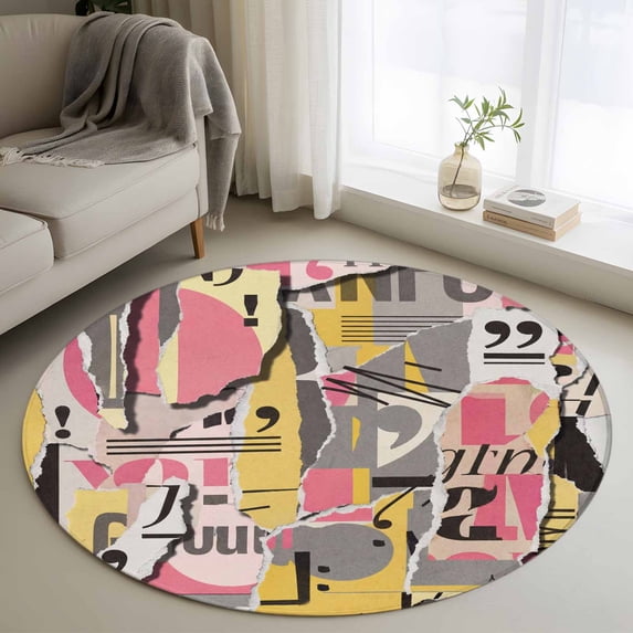 Abstract Art Round Area Rug 4Ft Washable Circle Rugs for Bedroom Dining ...