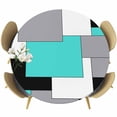 thumbnail image 1 of Abstract Art Round Fitted Table Cover Patchwork Black Kallaite and Grey Waterproof Table Cloth with Elastic Edge Wipeable Tablecloth for Picnic Camping Party Fits 45"-54" Diameter, 1 of 8