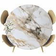 thumbnail image 1 of Abstract Art Round Fitted Table Cover White Marble Texture Gold Crack Stone Minimalism Waterproof Table Cloth with Elastic Edge Wipeable Tablecloth for Picnic Camping Party Fits 36"-44" Diameter, 1 of 8