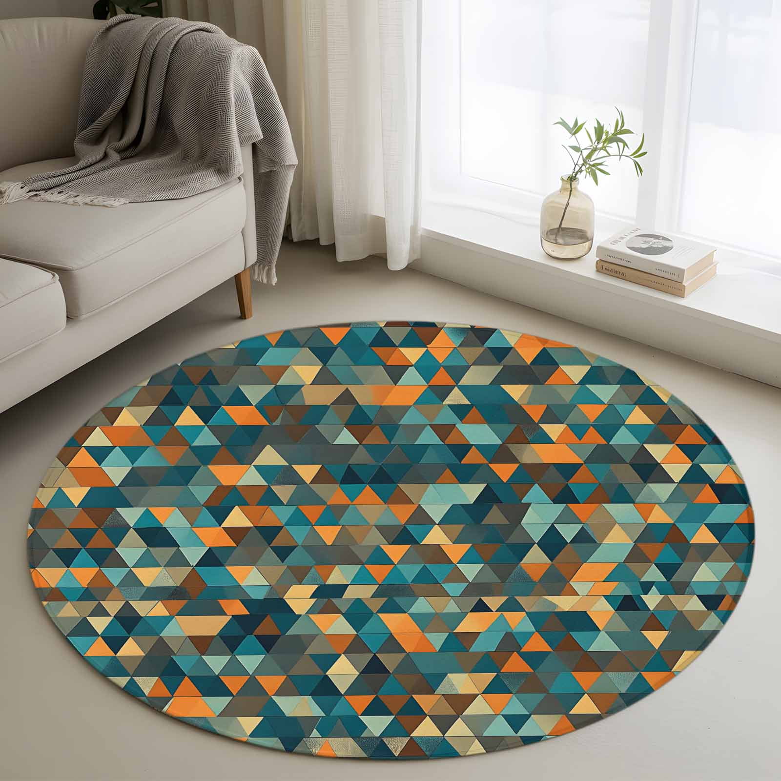 Abstract Art Round Rug 4ft Washable Circle Entryway Rugs Non Slip ...