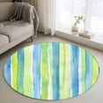 thumbnail image 1 of Abstract Art Round Rugs for Living Room 3ft Blue Green Line Stripes Gradient Modern Art Non Slip Circle Rug Washable Low-Profile Indoor Carpet for Bedroom, Dining Room, Bathroom, 1 of 9