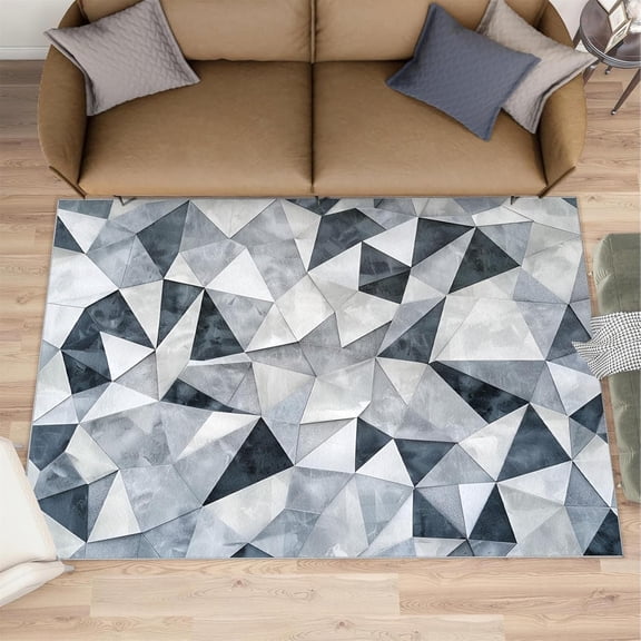 Abstract Art Rug,Geometric Patchwork Rug, Polygons Area Rugs, Washable Non Slip Soft Large Carpets Room Decor-5' x 8'