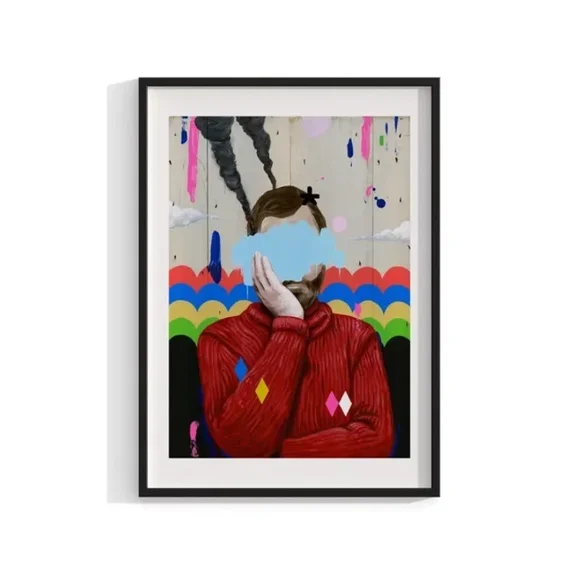 Abstract Art Sad Face Print Modern Home Decor Housewarming Gift Home ...