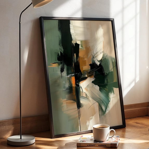 Abstract Art Sage Green Beige Earth Tone Expressionist Japanese ...