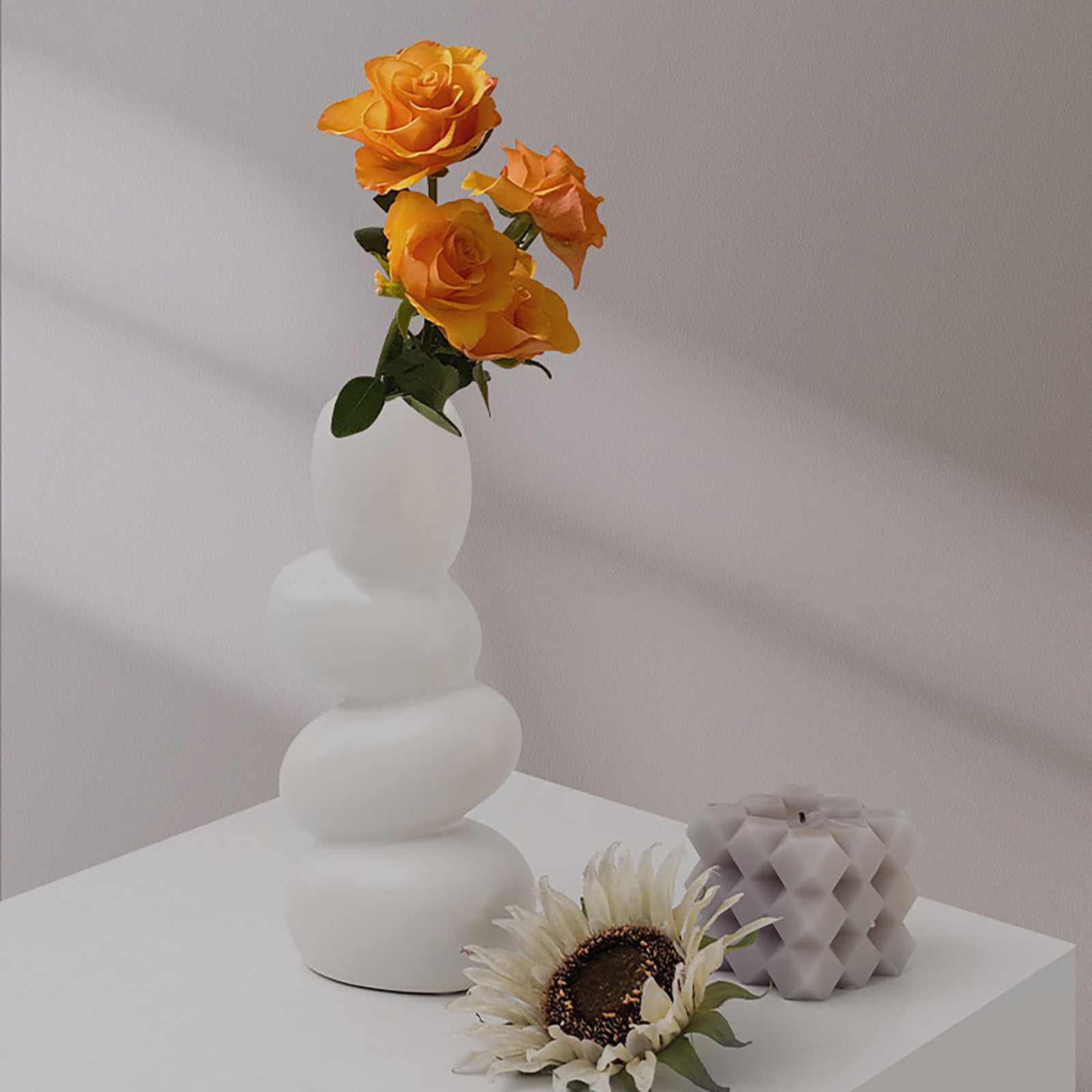 Abstract Art Sculpture Egg Vase Pebble Flower Arrangement Home Chinese