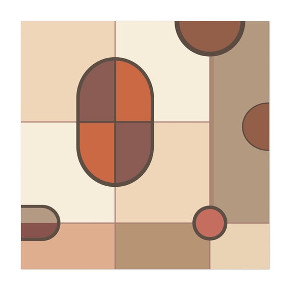 Abstract Art Shapes Browns Rusts Cream B - Digital Art Geometric Pattern Abstract Mid-Century Modern Minimalist Modern Art Bauhaus Unframed Wall Art Print 10 x 10 inches