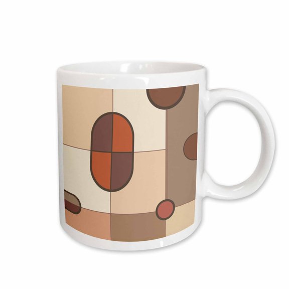 3drose, Abstract Art Shapes in Browns, Orange and Cream Colors., 11oz Mug