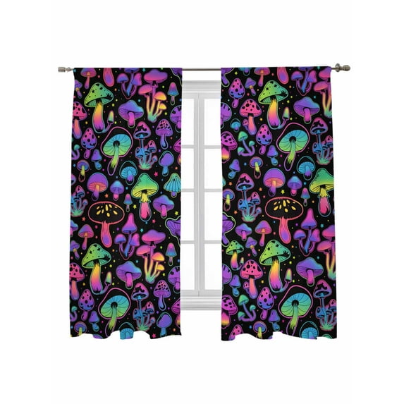 Abstract Art Sheer Curtains 2 Panels Set Purple Green Gradient Decoration Lihgt Filtering Rod Pocket Voile Drape, Semi Sheer Window Curtains for Bedroom Living Room, 52"x72"