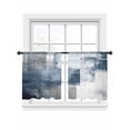 thumbnail image 1 of Abstract Art Sheer Curtains 54 Inch Long 2 Panels, Gradient Dark Blue Vintage Minimalist Light Filtering Rod Pocket Semi Sheer Curtains, Sheer Voile Drapes for Living Room Bedroom, 52"x54", 1 of 5