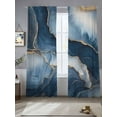 thumbnail image 1 of Abstract Art Sheer Curtains 84 Inches Long 2 Panels Simple Style Blue Gold Gradient Collage Art Light Filtering Semi Sheer Window Curtains Drapes for Bedroom Living Room 52"x84", 1 of 7