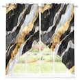 Abstract Art Sheer Curtains Swag Valances for Windows Black Gold ...