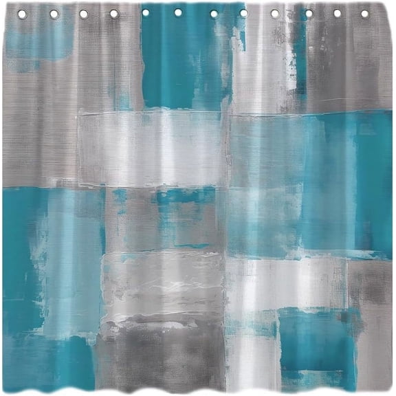 Abstract Art Shower Curtain Blue Oil Painting Watercolor Grunge Brushstrokes Colorful Art Modern Bathroom Curtain with plastic hook