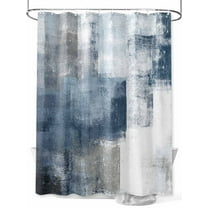 Abstract Art Shower Curtain, Gradient Dark Blue Vintage Minimalist Waterproof Shower Curtain Set with 12 Hooks Lightweight Washable Fabric Shower Curtains for Bathroom 48x72 Inches