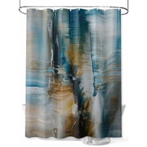 Abstract Art Shower Curtain Set ，Waterproof Fabric Shower Curtains Turquoise Brown Paint Texture Gradient Retro Shower Curtains for Bathroom,Bathroom Decor 36"x72"