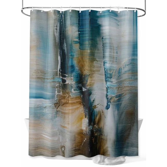 Abstract Art Shower Curtain Set ，Waterproof Fabric Shower Curtains Turquoise Brown Paint Texture Gradient Retro Shower Curtains for Bathroom,Bathroom Decor 36"x72"