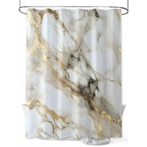 Abstract Art Shower Curtain, White Marble Texture Gold Crack Stone Minimalism Waterproof Shower Curtain Set with 12 Hooks Lightweight Washable Fabric Shower Curtains for Bathroom 36x72 Inches