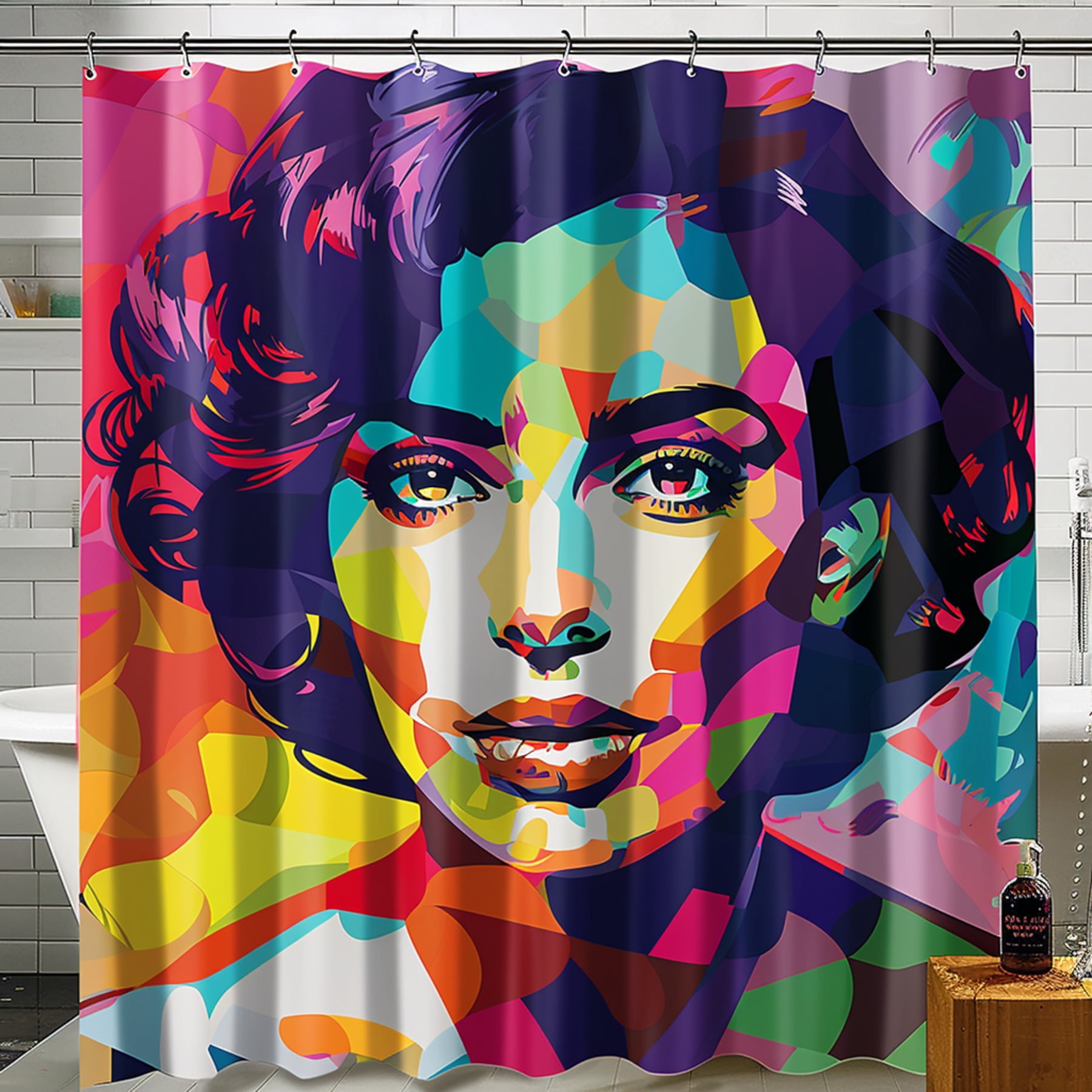 Abstract Art Shower Curtain with Vibrant Colors Elisabeth Taylor ...