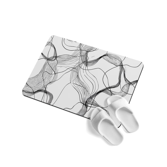 Abstract Art Soft Diatomaceous Earth Mat, Black and White Minimalist ...